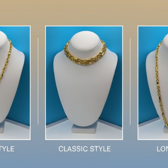 Ben-Amun Gold Necklace With Toggle Clasp Bamboo Link  Chain 24-karat gold plated - Picture 9 of 9